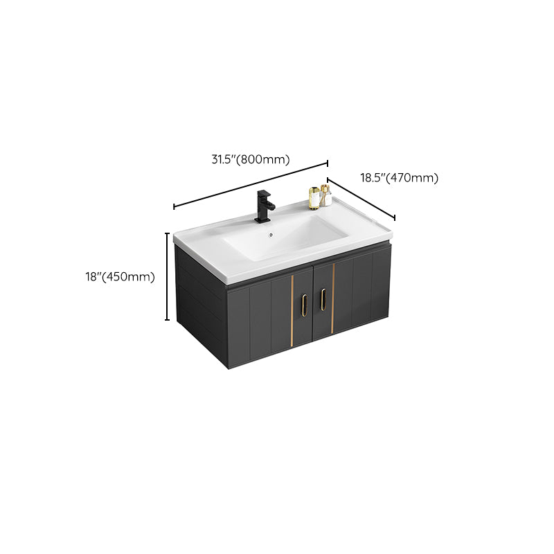 Single Sink Bath Vanity Black Wall Mount Modern Metal Base Vanity Set Clearhalo 'Bathroom Remodel & Bathroom Fixtures' 'Bathroom Vanities' 'bathroom_vanities' 'Home Improvement' 'home_improvement' 'home_improvement_bathroom_vanities' 7435360