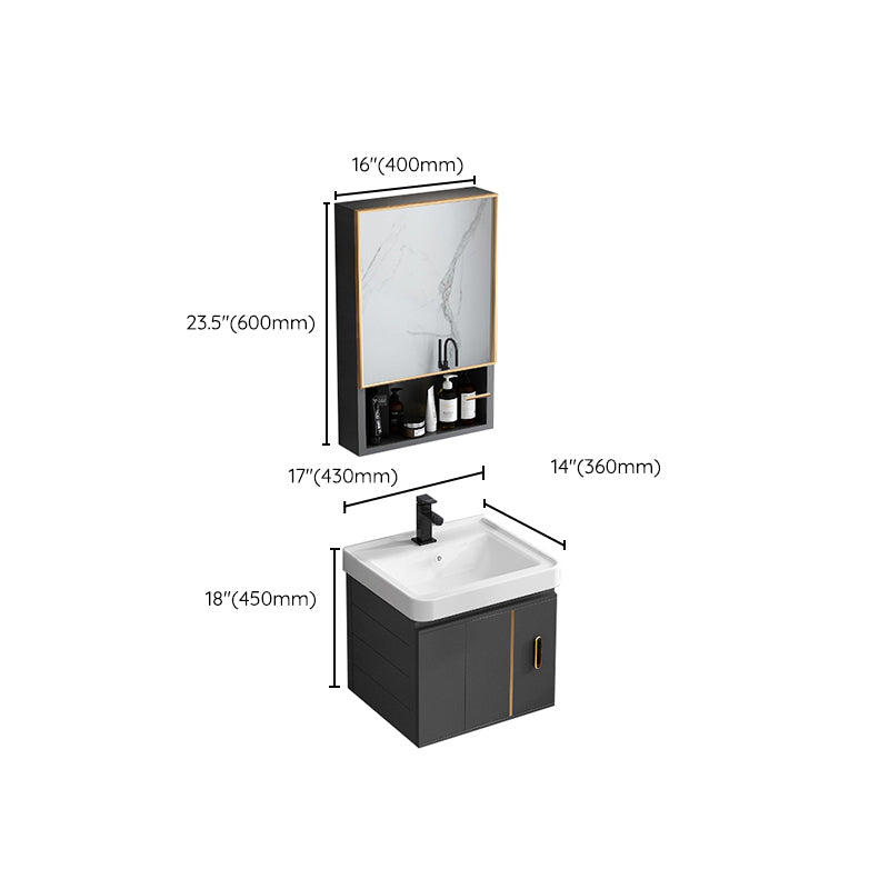 Single Sink Bath Vanity Black Wall Mount Modern Metal Base Vanity Set Clearhalo 'Bathroom Remodel & Bathroom Fixtures' 'Bathroom Vanities' 'bathroom_vanities' 'Home Improvement' 'home_improvement' 'home_improvement_bathroom_vanities' 7435362