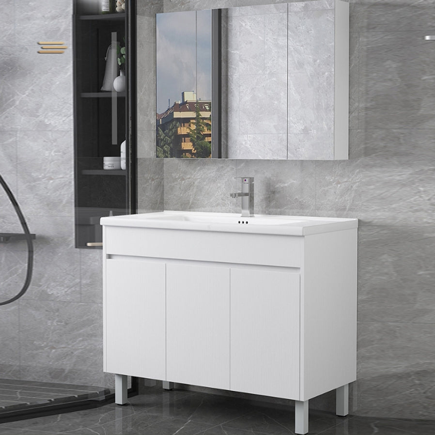 Rectangular Freestanding Bathroom Vanity White Modern Single-Sink Vanity Set Clearhalo 'Bathroom Remodel & Bathroom Fixtures' 'Bathroom Vanities' 'bathroom_vanities' 'Home Improvement' 'home_improvement' 'home_improvement_bathroom_vanities' 7435372