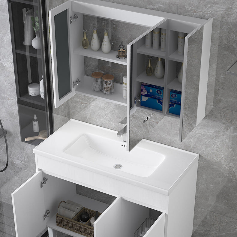 Rectangular Freestanding Bathroom Vanity White Modern Single-Sink Vanity Set Clearhalo 'Bathroom Remodel & Bathroom Fixtures' 'Bathroom Vanities' 'bathroom_vanities' 'Home Improvement' 'home_improvement' 'home_improvement_bathroom_vanities' 7435376