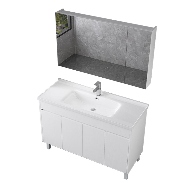 Rectangular Freestanding Bathroom Vanity White Modern Single-Sink Vanity Set Vanity & Faucet & Mirror Cabinet 47"L x 19"W x 34"H Clearhalo 'Bathroom Remodel & Bathroom Fixtures' 'Bathroom Vanities' 'bathroom_vanities' 'Home Improvement' 'home_improvement' 'home_improvement_bathroom_vanities' 7435380