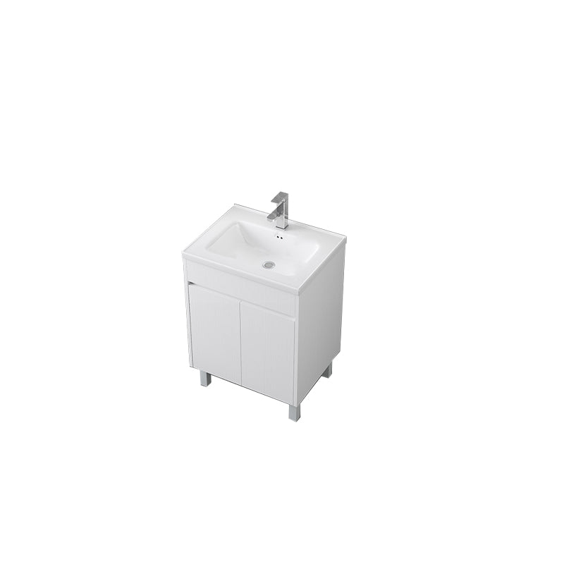 Rectangular Freestanding Bathroom Vanity White Modern Single-Sink Vanity Set Vanity & Faucet 24"L x 19"W x 34"H Clearhalo 'Bathroom Remodel & Bathroom Fixtures' 'Bathroom Vanities' 'bathroom_vanities' 'Home Improvement' 'home_improvement' 'home_improvement_bathroom_vanities' 7435382