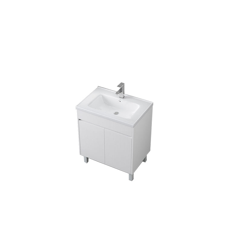 Rectangular Freestanding Bathroom Vanity White Modern Single-Sink Vanity Set Vanity & Faucet 28"L x 19"W x 34"H Clearhalo 'Bathroom Remodel & Bathroom Fixtures' 'Bathroom Vanities' 'bathroom_vanities' 'Home Improvement' 'home_improvement' 'home_improvement_bathroom_vanities' 7435384