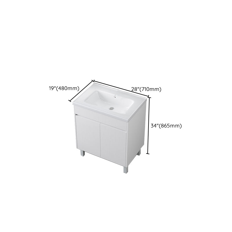 Rectangular Freestanding Bathroom Vanity White Modern Single-Sink Vanity Set Clearhalo 'Bathroom Remodel & Bathroom Fixtures' 'Bathroom Vanities' 'bathroom_vanities' 'Home Improvement' 'home_improvement' 'home_improvement_bathroom_vanities' 7435399