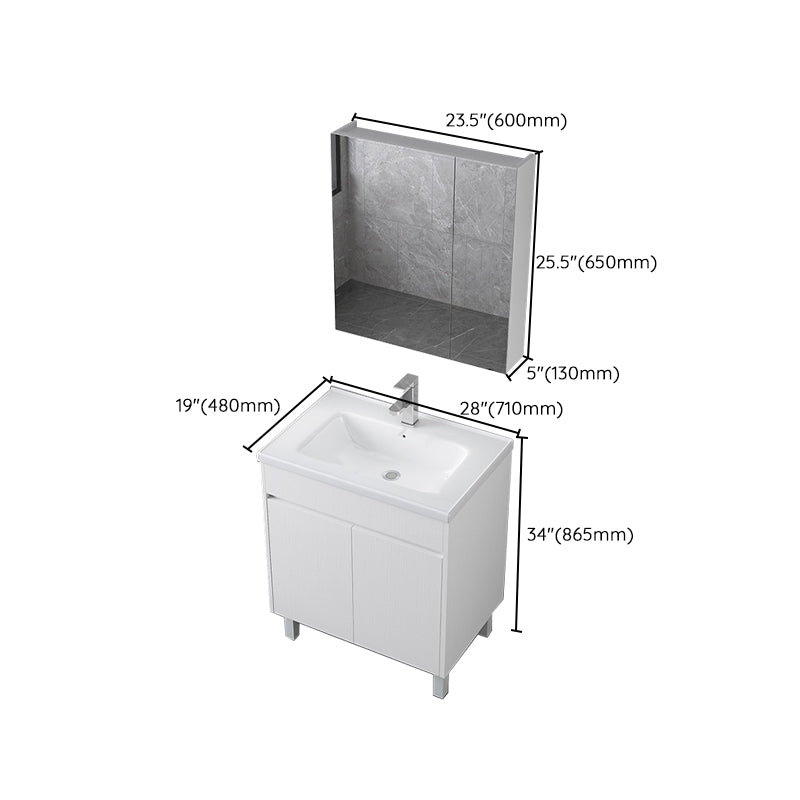 Rectangular Freestanding Bathroom Vanity White Modern Single-Sink Vanity Set Clearhalo 'Bathroom Remodel & Bathroom Fixtures' 'Bathroom Vanities' 'bathroom_vanities' 'Home Improvement' 'home_improvement' 'home_improvement_bathroom_vanities' 7435411