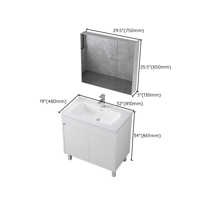 Rectangular Freestanding Bathroom Vanity White Modern Single-Sink Vanity Set Clearhalo 'Bathroom Remodel & Bathroom Fixtures' 'Bathroom Vanities' 'bathroom_vanities' 'Home Improvement' 'home_improvement' 'home_improvement_bathroom_vanities' 7435412