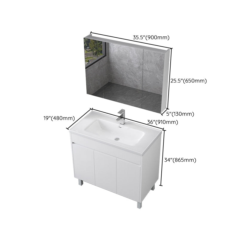 Rectangular Freestanding Bathroom Vanity White Modern Single-Sink Vanity Set Clearhalo 'Bathroom Remodel & Bathroom Fixtures' 'Bathroom Vanities' 'bathroom_vanities' 'Home Improvement' 'home_improvement' 'home_improvement_bathroom_vanities' 7435413