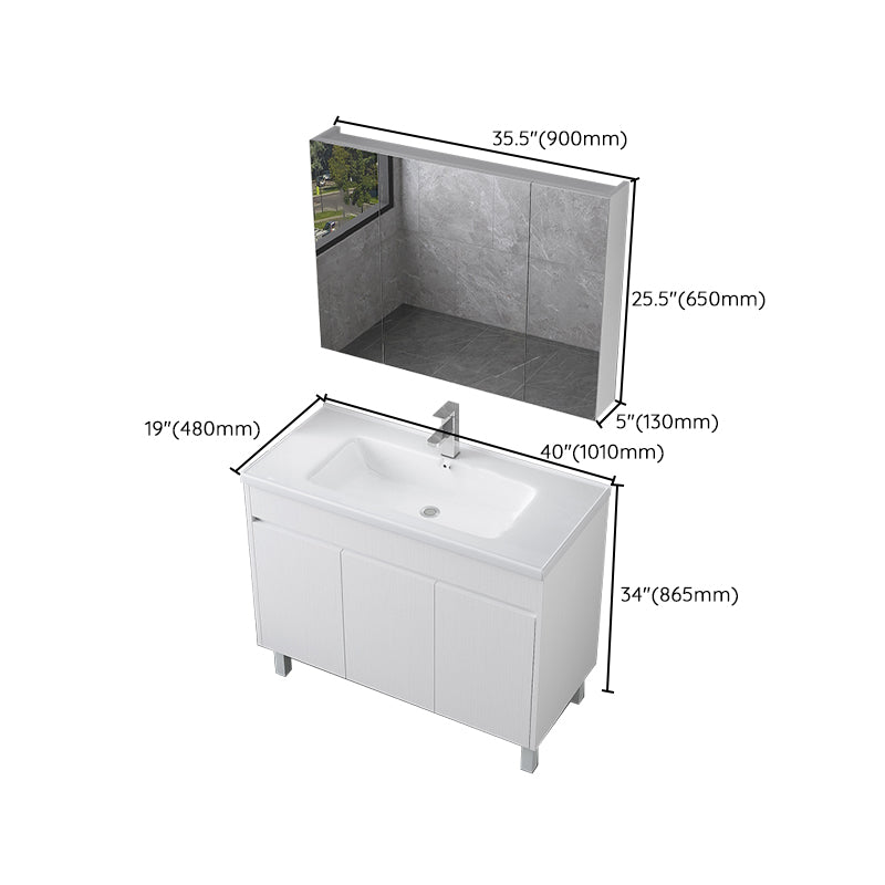 Rectangular Freestanding Bathroom Vanity White Modern Single-Sink Vanity Set Clearhalo 'Bathroom Remodel & Bathroom Fixtures' 'Bathroom Vanities' 'bathroom_vanities' 'Home Improvement' 'home_improvement' 'home_improvement_bathroom_vanities' 7435414