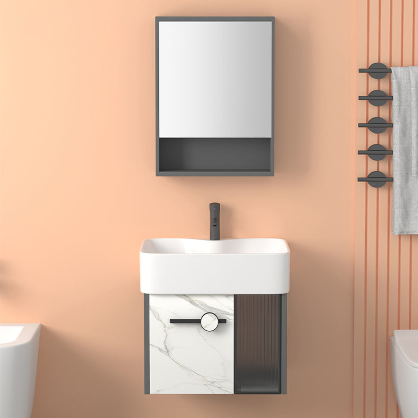 Modern Wall Mount Sink Vanity Gray Metal Base Single-Sink Rectangular Vanity Set Clearhalo 'Bathroom Remodel & Bathroom Fixtures' 'Bathroom Vanities' 'bathroom_vanities' 'Home Improvement' 'home_improvement' 'home_improvement_bathroom_vanities' 7435984