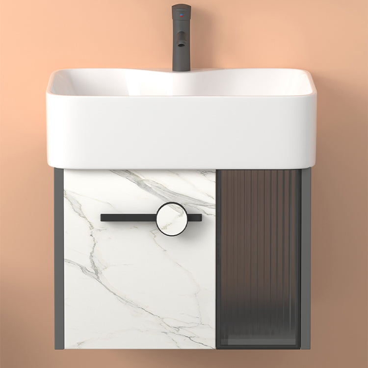 Modern Wall Mount Sink Vanity Gray Metal Base Single-Sink Rectangular Vanity Set Clearhalo 'Bathroom Remodel & Bathroom Fixtures' 'Bathroom Vanities' 'bathroom_vanities' 'Home Improvement' 'home_improvement' 'home_improvement_bathroom_vanities' 7435986