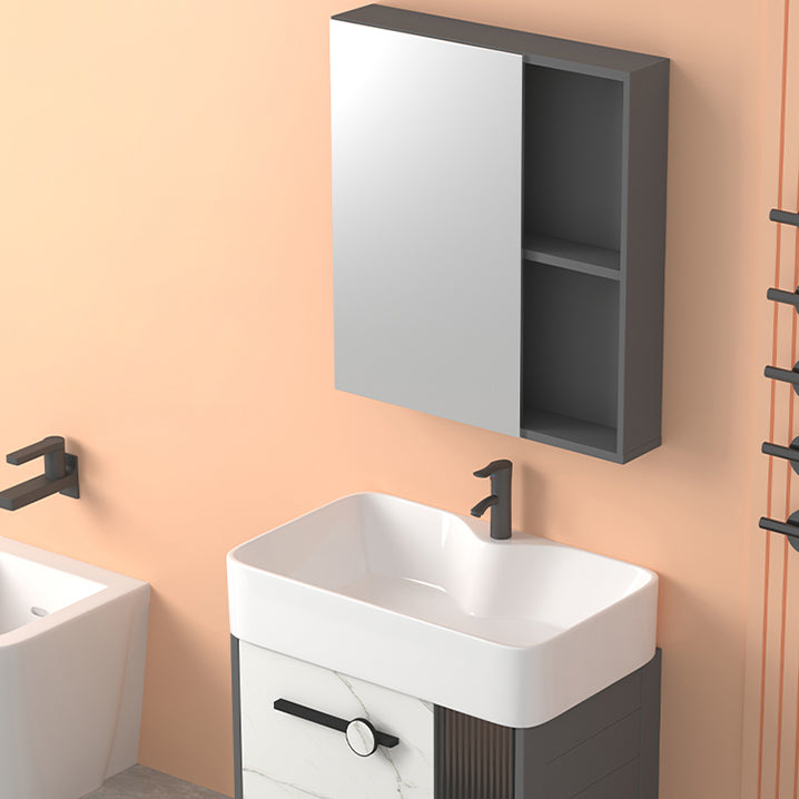 Modern Wall Mount Sink Vanity Gray Metal Base Single-Sink Rectangular Vanity Set Clearhalo 'Bathroom Remodel & Bathroom Fixtures' 'Bathroom Vanities' 'bathroom_vanities' 'Home Improvement' 'home_improvement' 'home_improvement_bathroom_vanities' 7435990