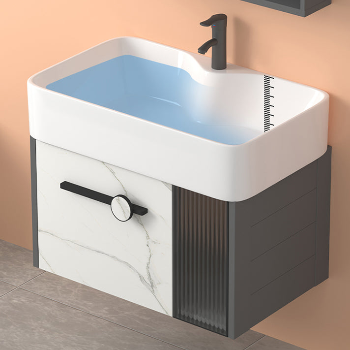 Modern Wall Mount Sink Vanity Gray Metal Base Single-Sink Rectangular Vanity Set Clearhalo 'Bathroom Remodel & Bathroom Fixtures' 'Bathroom Vanities' 'bathroom_vanities' 'Home Improvement' 'home_improvement' 'home_improvement_bathroom_vanities' 7435994