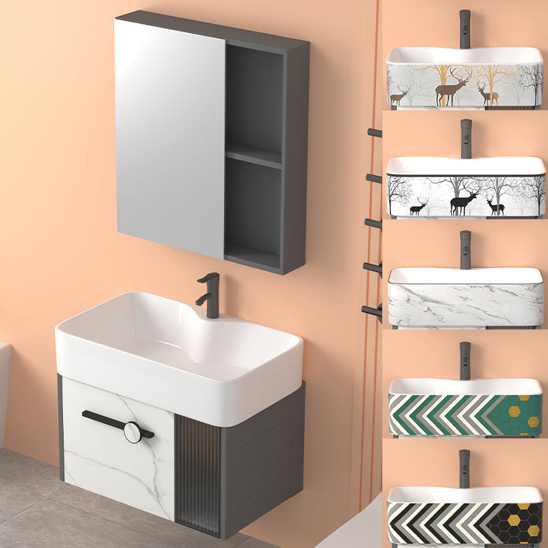 Modern Wall Mount Sink Vanity Gray Metal Base Single-Sink Rectangular Vanity Set Clearhalo 'Bathroom Remodel & Bathroom Fixtures' 'Bathroom Vanities' 'bathroom_vanities' 'Home Improvement' 'home_improvement' 'home_improvement_bathroom_vanities' 7436000