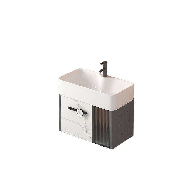 Modern Wall Mount Sink Vanity Gray Metal Base Single-Sink Rectangular Vanity Set Vanity & Faucet 22"L x 12"W x 20"H White Clearhalo 'Bathroom Remodel & Bathroom Fixtures' 'Bathroom Vanities' 'bathroom_vanities' 'Home Improvement' 'home_improvement' 'home_improvement_bathroom_vanities' 7436007