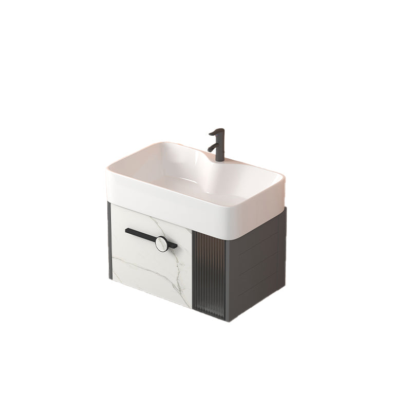 Modern Wall Mount Sink Vanity Gray Metal Base Single-Sink Rectangular Vanity Set Vanity & Faucet 24"L x 15"W x 20"H White Clearhalo 'Bathroom Remodel & Bathroom Fixtures' 'Bathroom Vanities' 'bathroom_vanities' 'Home Improvement' 'home_improvement' 'home_improvement_bathroom_vanities' 7436008