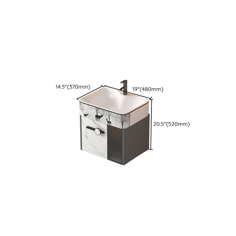 Modern Wall Mount Sink Vanity Gray Metal Base Single-Sink Rectangular Vanity Set Clearhalo 'Bathroom Remodel & Bathroom Fixtures' 'Bathroom Vanities' 'bathroom_vanities' 'Home Improvement' 'home_improvement' 'home_improvement_bathroom_vanities' 7436021