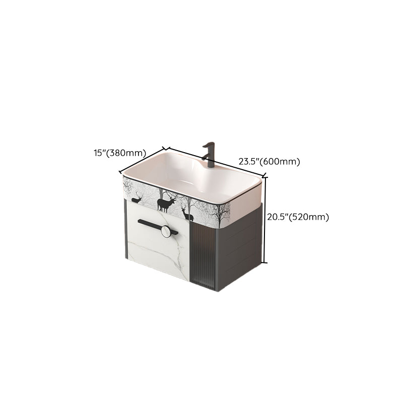 Modern Wall Mount Sink Vanity Gray Metal Base Single-Sink Rectangular Vanity Set Clearhalo 'Bathroom Remodel & Bathroom Fixtures' 'Bathroom Vanities' 'bathroom_vanities' 'Home Improvement' 'home_improvement' 'home_improvement_bathroom_vanities' 7436027