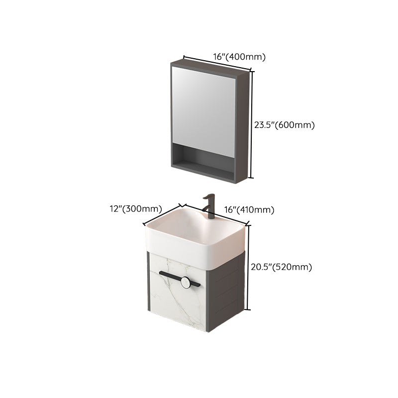Modern Wall Mount Sink Vanity Gray Metal Base Single-Sink Rectangular Vanity Set Clearhalo 'Bathroom Remodel & Bathroom Fixtures' 'Bathroom Vanities' 'bathroom_vanities' 'Home Improvement' 'home_improvement' 'home_improvement_bathroom_vanities' 7436029