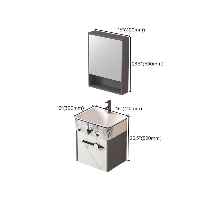 Modern Wall Mount Sink Vanity Gray Metal Base Single-Sink Rectangular Vanity Set Clearhalo 'Bathroom Remodel & Bathroom Fixtures' 'Bathroom Vanities' 'bathroom_vanities' 'Home Improvement' 'home_improvement' 'home_improvement_bathroom_vanities' 7436030