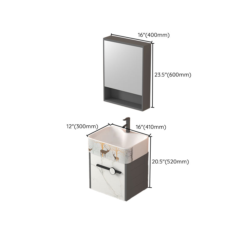 Modern Wall Mount Sink Vanity Gray Metal Base Single-Sink Rectangular Vanity Set Clearhalo 'Bathroom Remodel & Bathroom Fixtures' 'Bathroom Vanities' 'bathroom_vanities' 'Home Improvement' 'home_improvement' 'home_improvement_bathroom_vanities' 7436031