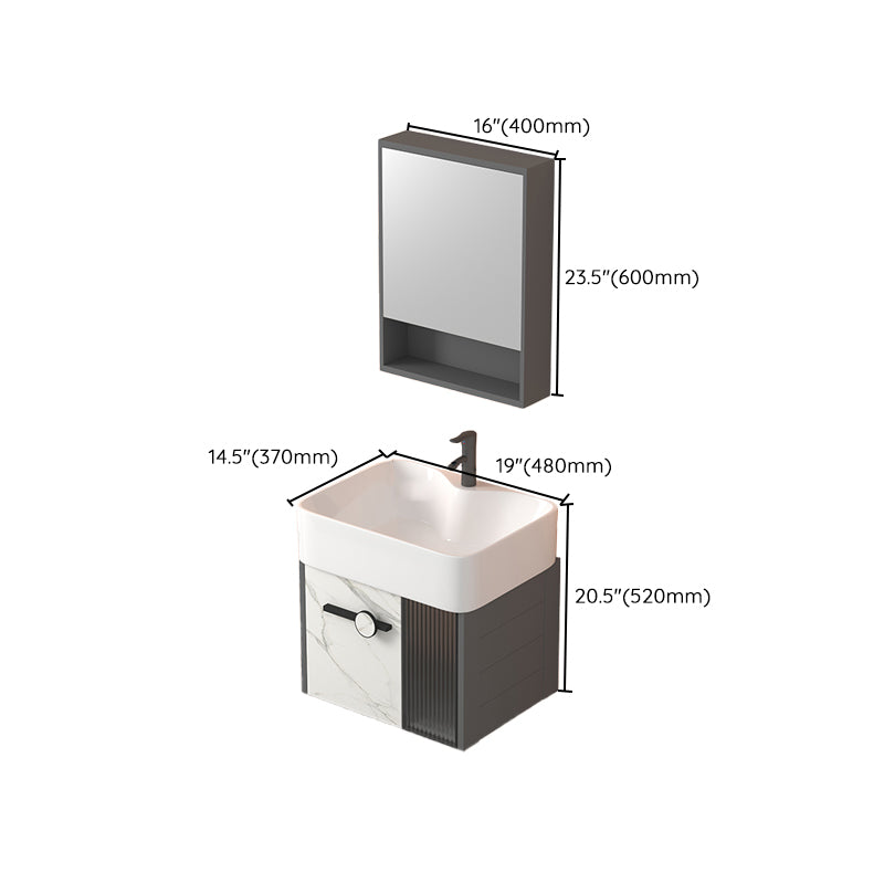 Modern Wall Mount Sink Vanity Gray Metal Base Single-Sink Rectangular Vanity Set Clearhalo 'Bathroom Remodel & Bathroom Fixtures' 'Bathroom Vanities' 'bathroom_vanities' 'Home Improvement' 'home_improvement' 'home_improvement_bathroom_vanities' 7436032