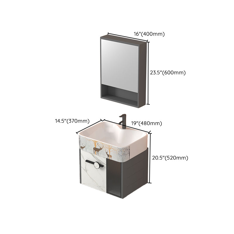Modern Wall Mount Sink Vanity Gray Metal Base Single-Sink Rectangular Vanity Set Clearhalo 'Bathroom Remodel & Bathroom Fixtures' 'Bathroom Vanities' 'bathroom_vanities' 'Home Improvement' 'home_improvement' 'home_improvement_bathroom_vanities' 7436034