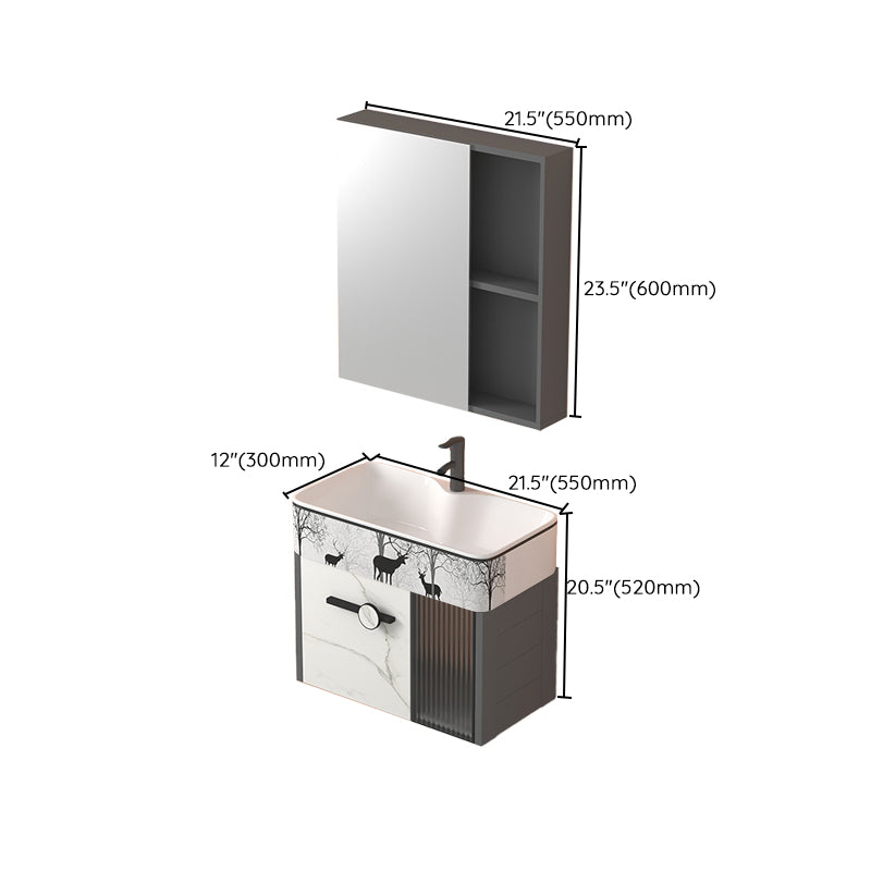 Modern Wall Mount Sink Vanity Gray Metal Base Single-Sink Rectangular Vanity Set Clearhalo 'Bathroom Remodel & Bathroom Fixtures' 'Bathroom Vanities' 'bathroom_vanities' 'Home Improvement' 'home_improvement' 'home_improvement_bathroom_vanities' 7436036