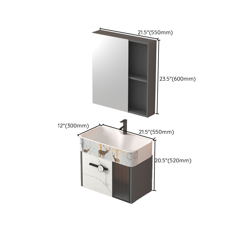 Modern Wall Mount Sink Vanity Gray Metal Base Single-Sink Rectangular Vanity Set Clearhalo 'Bathroom Remodel & Bathroom Fixtures' 'Bathroom Vanities' 'bathroom_vanities' 'Home Improvement' 'home_improvement' 'home_improvement_bathroom_vanities' 7436037