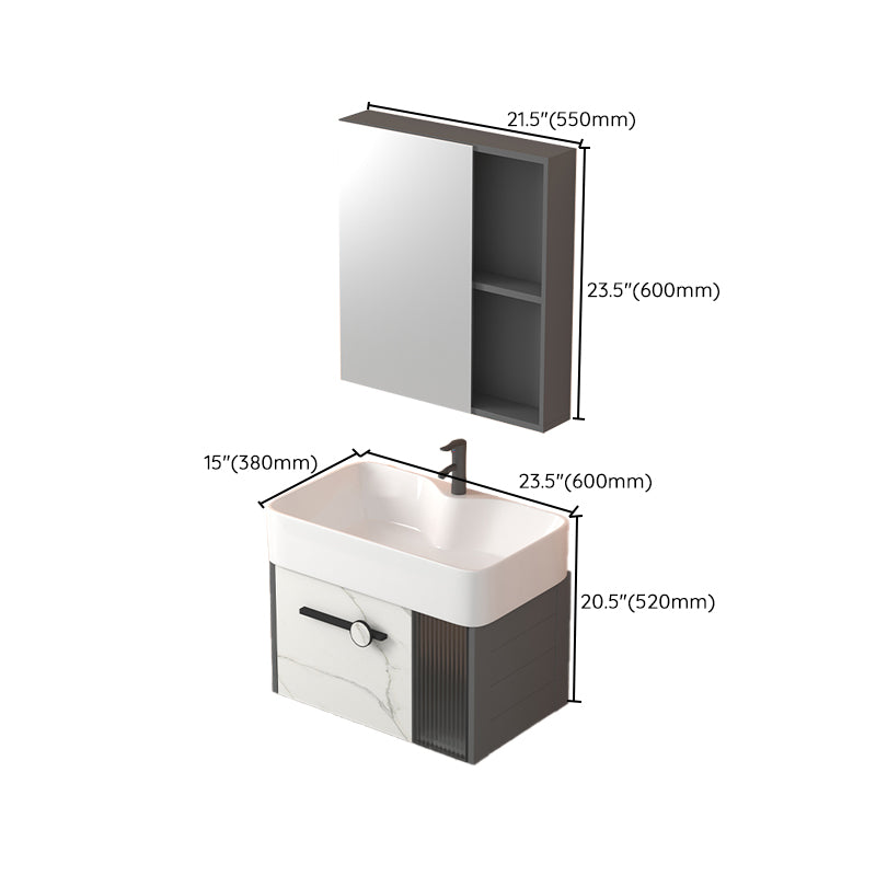 Modern Wall Mount Sink Vanity Gray Metal Base Single-Sink Rectangular Vanity Set Clearhalo 'Bathroom Remodel & Bathroom Fixtures' 'Bathroom Vanities' 'bathroom_vanities' 'Home Improvement' 'home_improvement' 'home_improvement_bathroom_vanities' 7436038