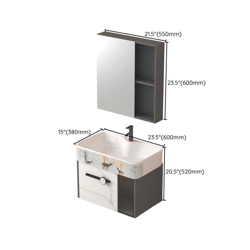 Modern Wall Mount Sink Vanity Gray Metal Base Single-Sink Rectangular Vanity Set Clearhalo 'Bathroom Remodel & Bathroom Fixtures' 'Bathroom Vanities' 'bathroom_vanities' 'Home Improvement' 'home_improvement' 'home_improvement_bathroom_vanities' 7436040