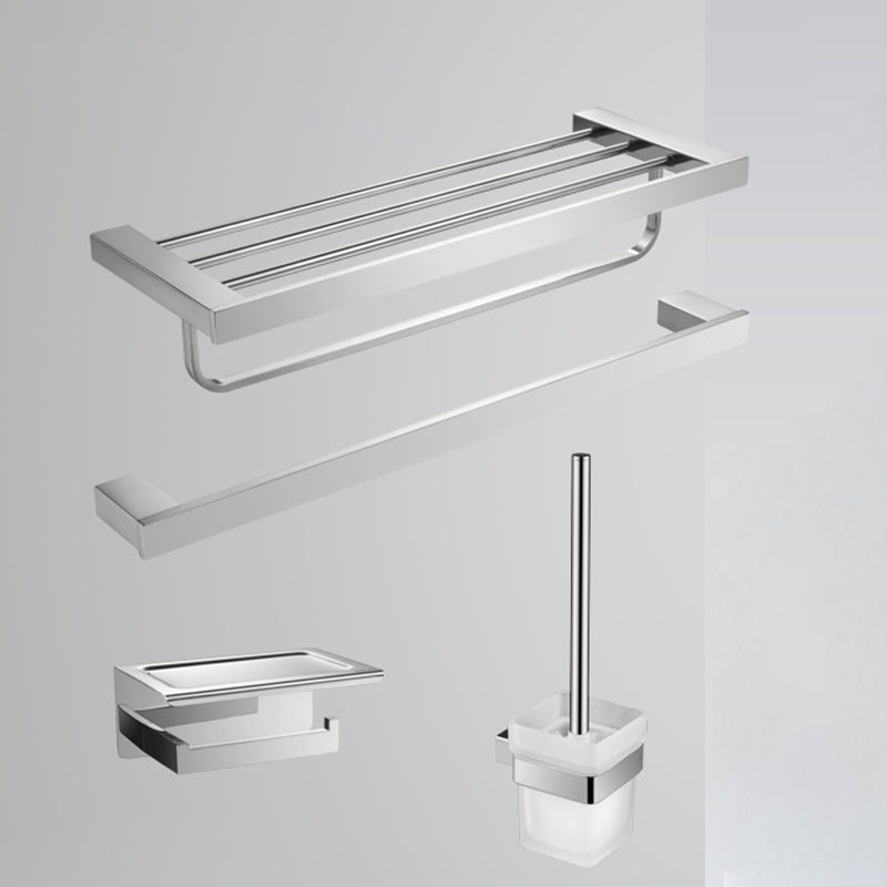 Luxury Bathroom Hardware Set Bathroom Shelf Bathroom Accessory Kit Silver Square Clearhalo 'Bathroom Hardware Sets' 'Bathroom Hardware' 'Bathroom Remodel & Bathroom Fixtures' 'bathroom_hardware_sets' 'Home Improvement' 'home_improvement' 'home_improvement_bathroom_hardware_sets' 7437930