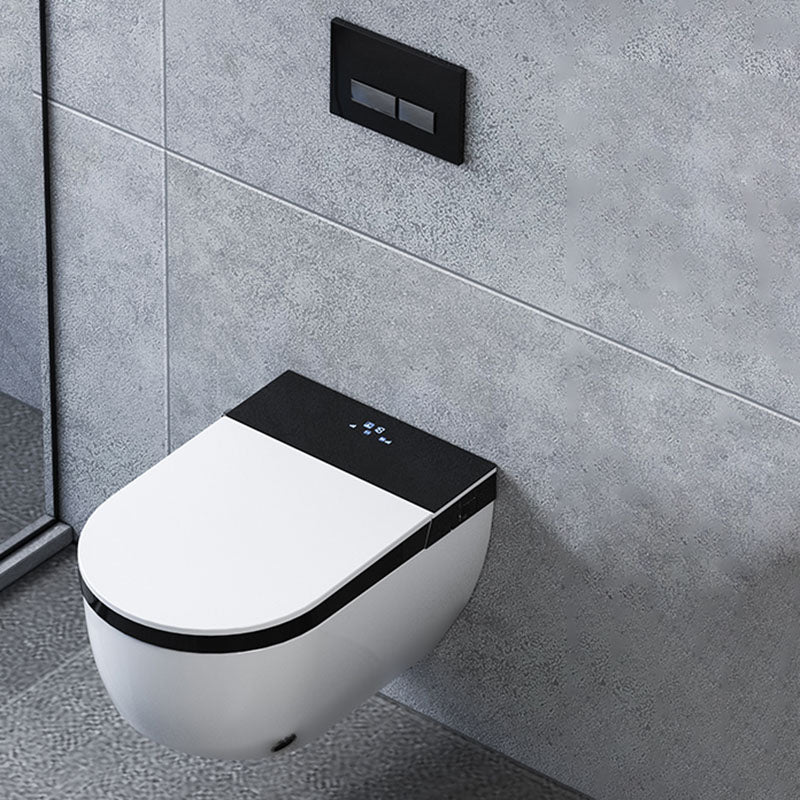 Electronic Elongated Toilet Vitreous China Wall Mounted Bidet Black/ White Toilet Seat Clearhalo 'Bathroom Remodel & Bathroom Fixtures' 'Bidets' 'Home Improvement' 'home_improvement' 'home_improvement_bidets' 'Toilets & Bidets' 7438264