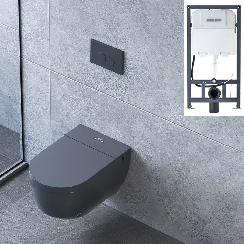 Electronic Elongated Toilet Vitreous China Wall Mounted Bidet Grey Toilet+ Water Tank Clearhalo 'Bathroom Remodel & Bathroom Fixtures' 'Bidets' 'Home Improvement' 'home_improvement' 'home_improvement_bidets' 'Toilets & Bidets' 7438275