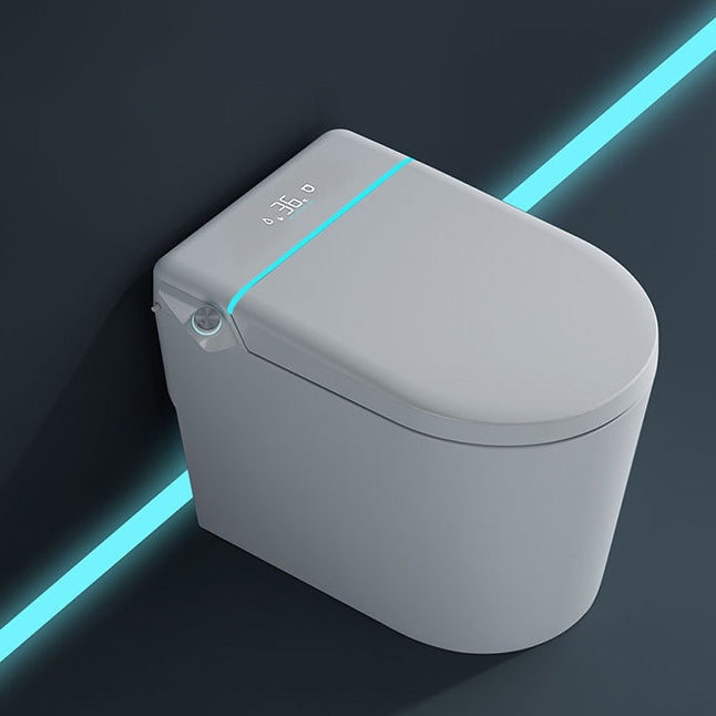 Elongated White Leak-Proof Ceramic Contemporary Foot Sensor Smart Toilet White Clearhalo 'Bathroom Remodel & Bathroom Fixtures' 'Bidets' 'Home Improvement' 'home_improvement' 'home_improvement_bidets' 'Toilets & Bidets' 7438323