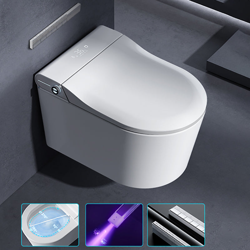 Contemporary Wall Mounted Bidet Elongated White Foot Sensor Heated Seat White Automatic Flip (Automatic Version) Clearhalo 'Bathroom Remodel & Bathroom Fixtures' 'Bidets' 'Home Improvement' 'home_improvement' 'home_improvement_bidets' 'Toilets & Bidets' 7443483