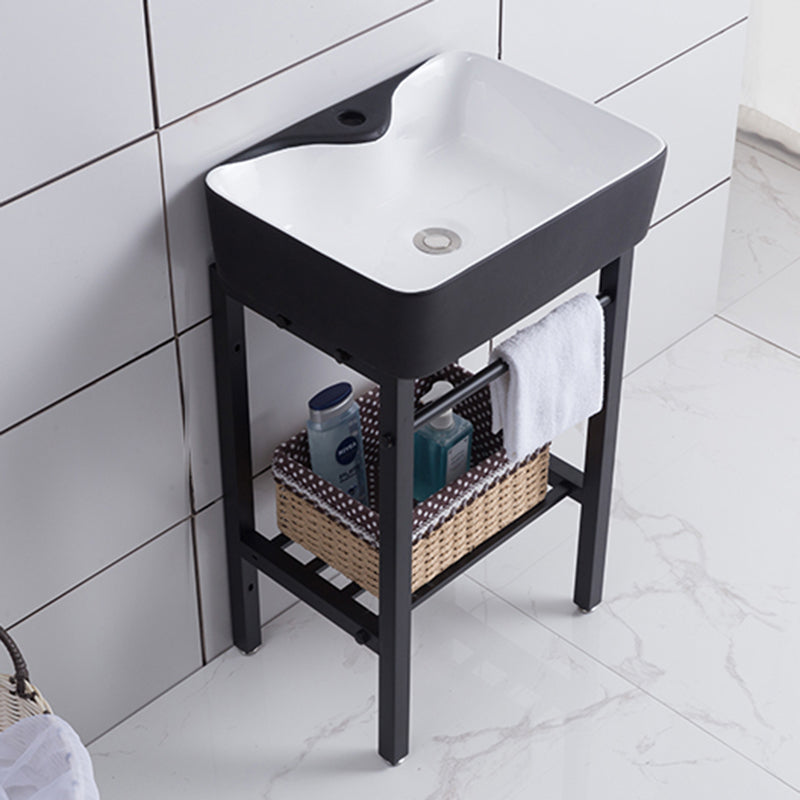 Modern Bathroom Sink Vanity Freestanding Single-Sink Bathroom Vanity Bathroom Vanity Black White Clearhalo 'Bathroom Remodel & Bathroom Fixtures' 'Bathroom Vanities' 'bathroom_vanities' 'Home Improvement' 'home_improvement' 'home_improvement_bathroom_vanities' 7444226