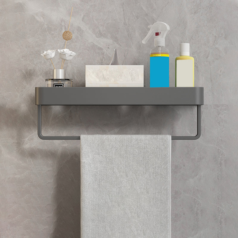 Minimalist Matte Metal Bathroom Accessory Set Modern Bath Shelf 16" Towel Bar Included 1 Piece Clearhalo 'Bathroom Hardware Sets' 'Bathroom Hardware' 'Bathroom Remodel & Bathroom Fixtures' 'bathroom_hardware_sets' 'Home Improvement' 'home_improvement' 'home_improvement_bathroom_hardware_sets' 7444578