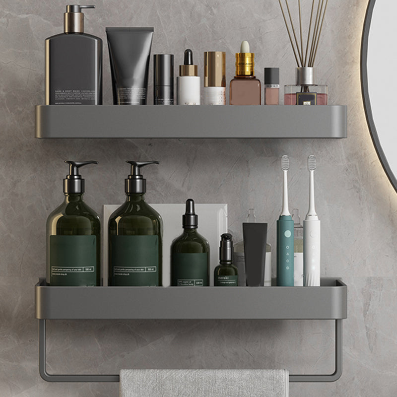 Minimalist Matte Metal Bathroom Accessory Set Modern Bath Shelf 16" Towel Bar Included 2 Piece Set Clearhalo 'Bathroom Hardware Sets' 'Bathroom Hardware' 'Bathroom Remodel & Bathroom Fixtures' 'bathroom_hardware_sets' 'Home Improvement' 'home_improvement' 'home_improvement_bathroom_hardware_sets' 7444585