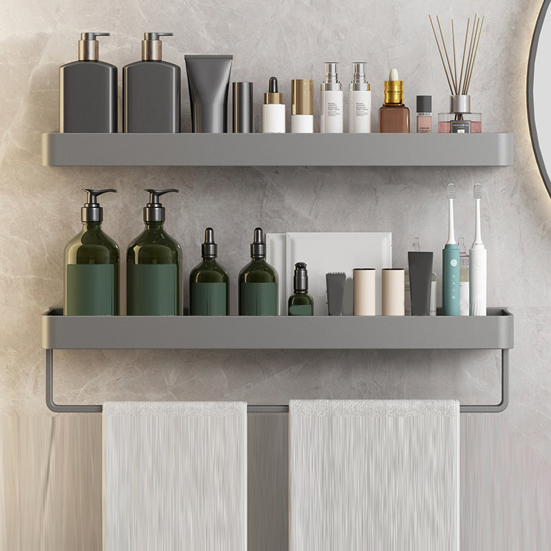 Minimalist Matte Metal Bathroom Accessory Set Modern Bath Shelf 23.5" Towel Bar Included 2 Piece Set Clearhalo 'Bathroom Hardware Sets' 'Bathroom Hardware' 'Bathroom Remodel & Bathroom Fixtures' 'bathroom_hardware_sets' 'Home Improvement' 'home_improvement' 'home_improvement_bathroom_hardware_sets' 7444589