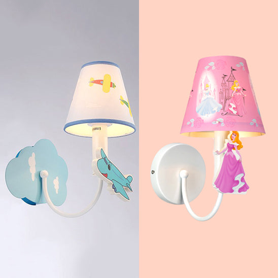 Empire Shade Kid Bedroom Wall Lighting Metal One Light Cartoon Sconce Light with Cute Deco Clearhalo 'Wall Lamps & Sconces' 'Wall Lights' Lighting' 74462