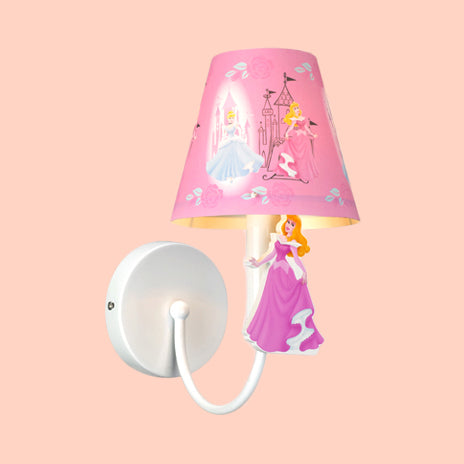 Empire Shade Kid Bedroom Wall Lighting Metal One Light Cartoon Sconce Light with Cute Deco Pink Clearhalo 'Wall Lamps & Sconces' 'Wall Lights' Lighting' 74466