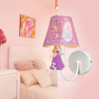 Empire Shade Kid Bedroom Wall Lighting Metal One Light Cartoon Sconce Light with Cute Deco Clearhalo 'Wall Lamps & Sconces' 'Wall Lights' Lighting' 74468