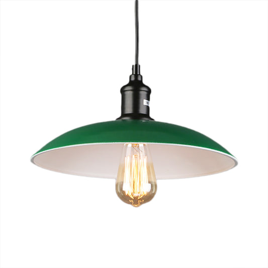 1 Bulb Hanging Pendant Light with Dome Shade Metallic Vintage Dining Table Ceiling Pendant in Green, 14"/18" Dia Clearhalo 'Art Deco Pendants' 'Cast Iron' 'Ceiling Lights' 'Ceramic' 'Crystal' 'Industrial Pendants' 'Industrial' 'Metal' 'Middle Century Pendants' 'Pendant Lights' 'Pendants' 'Tiffany' Lighting' 74500