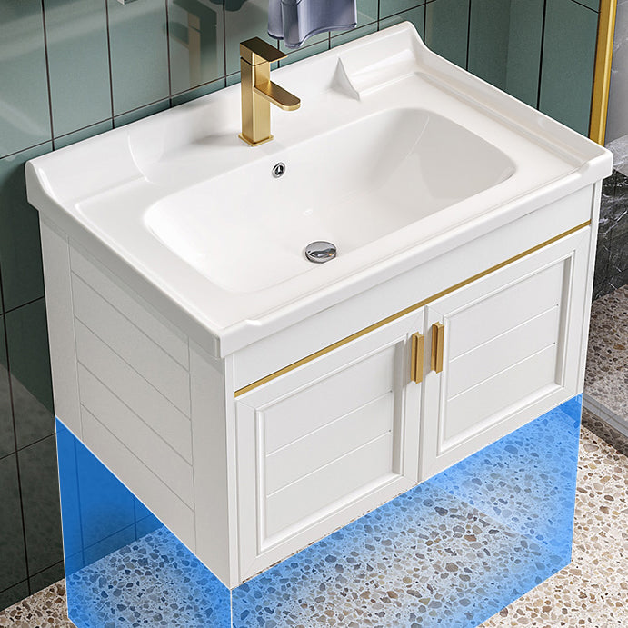 Glam Single Sink Bath Vanity Wall Mount White Metal Base Sink Vanity Clearhalo 'Bathroom Remodel & Bathroom Fixtures' 'Bathroom Vanities' 'bathroom_vanities' 'Home Improvement' 'home_improvement' 'home_improvement_bathroom_vanities' 7454720