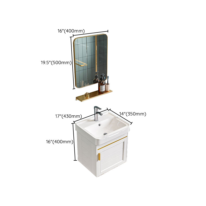 Glam Single Sink Bath Vanity Wall Mount White Metal Base Sink Vanity Clearhalo 'Bathroom Remodel & Bathroom Fixtures' 'Bathroom Vanities' 'bathroom_vanities' 'Home Improvement' 'home_improvement' 'home_improvement_bathroom_vanities' 7454738