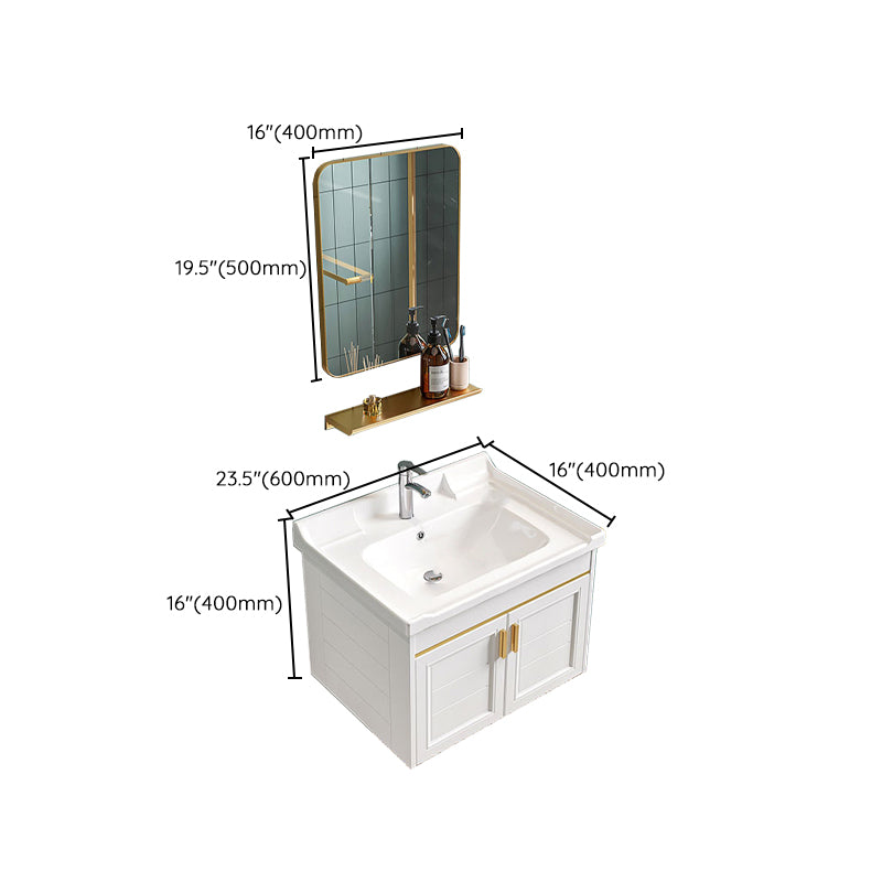 Glam Single Sink Bath Vanity Wall Mount White Metal Base Sink Vanity Clearhalo 'Bathroom Remodel & Bathroom Fixtures' 'Bathroom Vanities' 'bathroom_vanities' 'Home Improvement' 'home_improvement' 'home_improvement_bathroom_vanities' 7454741