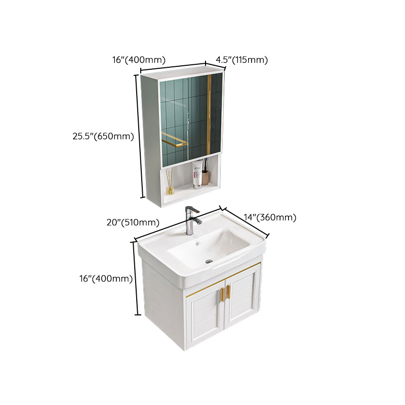 Glam Single Sink Bath Vanity Wall Mount White Metal Base Sink Vanity Clearhalo 'Bathroom Remodel & Bathroom Fixtures' 'Bathroom Vanities' 'bathroom_vanities' 'Home Improvement' 'home_improvement' 'home_improvement_bathroom_vanities' 7454751