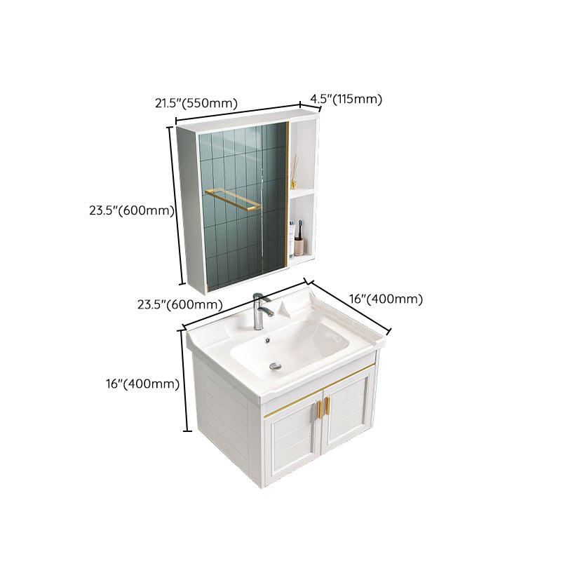 Glam Single Sink Bath Vanity Wall Mount White Metal Base Sink Vanity Clearhalo 'Bathroom Remodel & Bathroom Fixtures' 'Bathroom Vanities' 'bathroom_vanities' 'Home Improvement' 'home_improvement' 'home_improvement_bathroom_vanities' 7454753