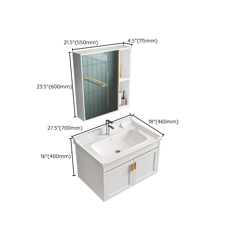 Glam Single Sink Bath Vanity Wall Mount White Metal Base Sink Vanity Clearhalo 'Bathroom Remodel & Bathroom Fixtures' 'Bathroom Vanities' 'bathroom_vanities' 'Home Improvement' 'home_improvement' 'home_improvement_bathroom_vanities' 7454754