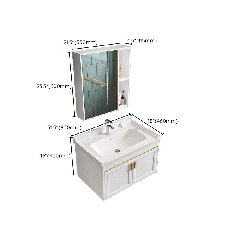 Glam Single Sink Bath Vanity Wall Mount White Metal Base Sink Vanity Clearhalo 'Bathroom Remodel & Bathroom Fixtures' 'Bathroom Vanities' 'bathroom_vanities' 'Home Improvement' 'home_improvement' 'home_improvement_bathroom_vanities' 7454755